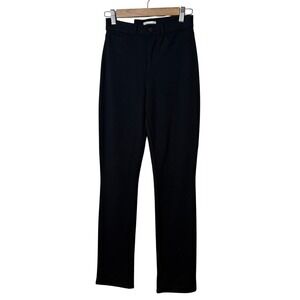 New L'AGENCE Women Dean Pants 24 Black Stretch Ponte High Rise Slim Straight